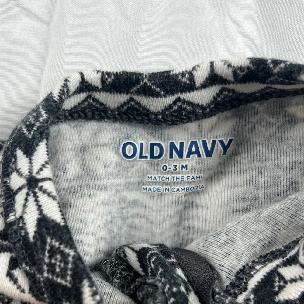 Old Navy Black White Fair Isle &‎ Light Blue Tie-Dye Baby One-Pieces (2)